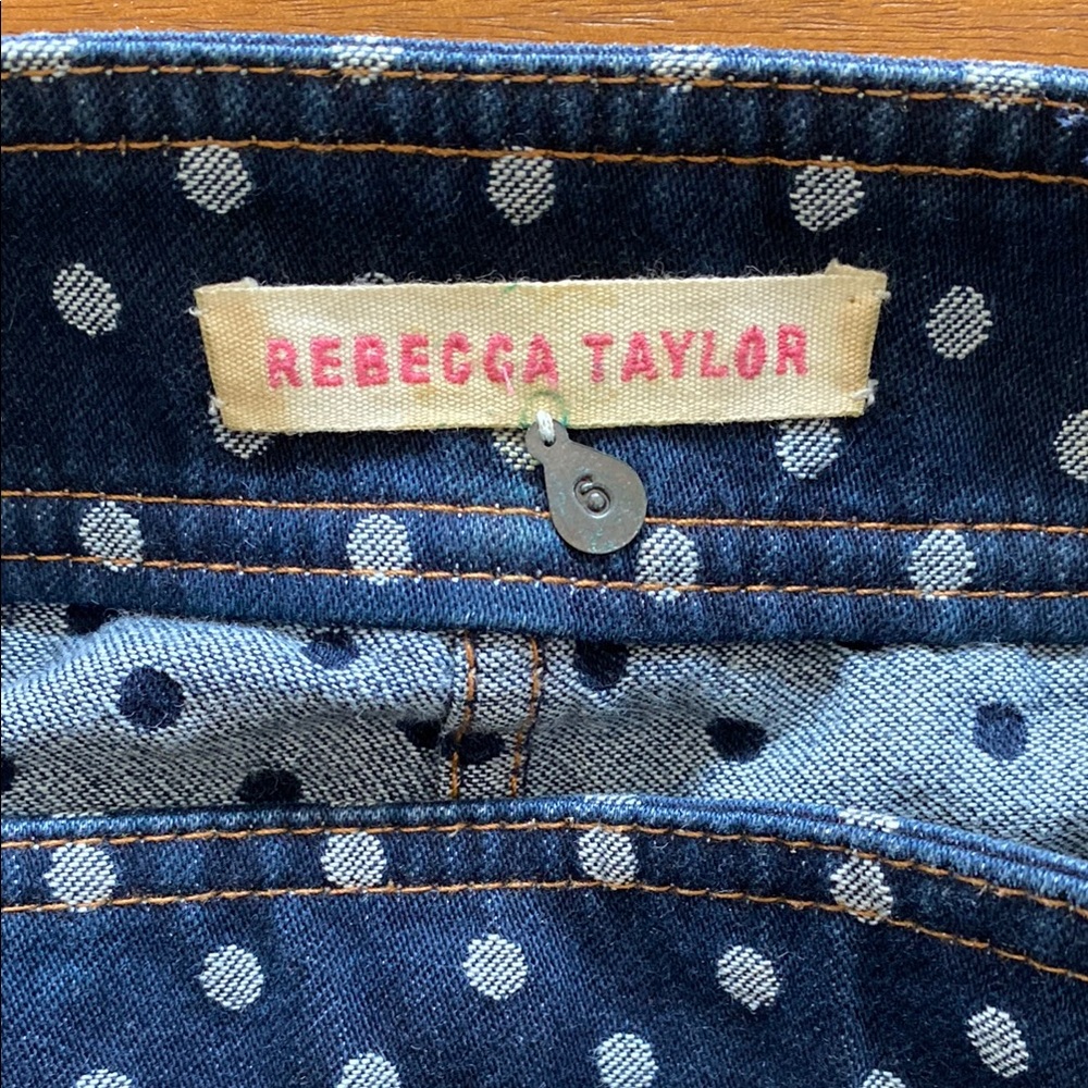Rebecca Taylor Polka Dot Denim Skirt - Picture 3 of 8